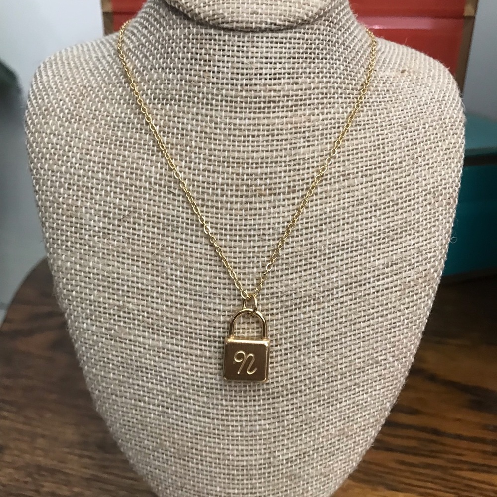 Scripted notes Initial Lock Necklace